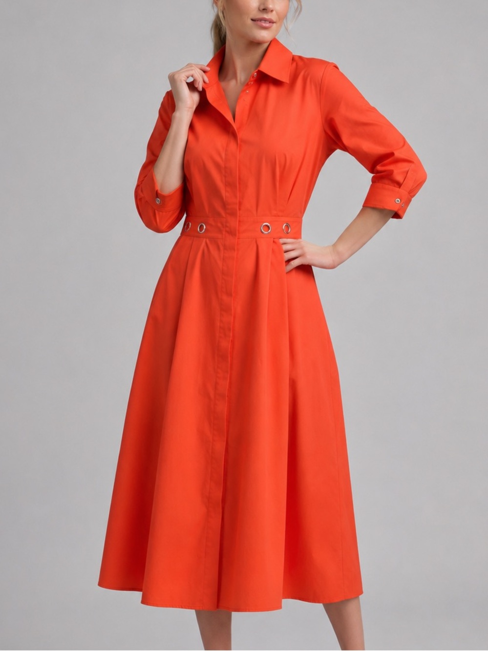 🆕🍊MaxMara Orange FLAVIO Nupar Cotton Poplin shirt Dress Party Casual Size 10